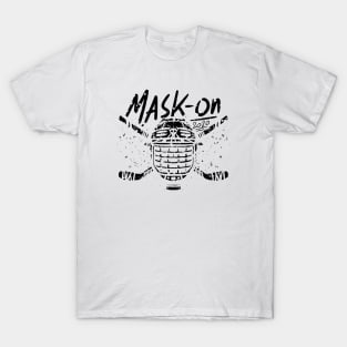 mask-on hockey face mask shield for hockey players T-Shirt